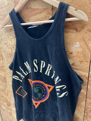 Vintage 90s Palm Springs muscle vest souvenir black single stitch t-shirt size M