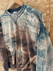 Vintage 90s Jerzees Premium Fit Tie Dye Bleach Wash Sweatshirt XL