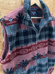 Vintage 90s Campagnolo chunky grey red winter pattern fleece vest gilet large