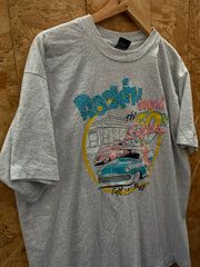 Vintage 90s Rocking around the 50s hot rod single stitch grey t-shirt size XXL