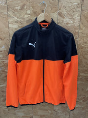 Puma Track Jacket Orange Black Colorblock Zip Up Logo Men's Size S