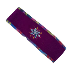 Vintage Purple Fleece Snowflake Ear Warmer Headband Winter Ski Snow