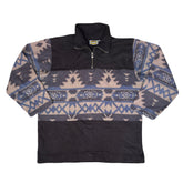 Vintage 90s grey blue aztec Navajo pattern qtr zip fleece size XL by Jeps