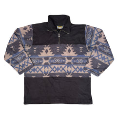 Vintage 90s grey blue aztec Navajo pattern qtr zip fleece size XL by Jeps
