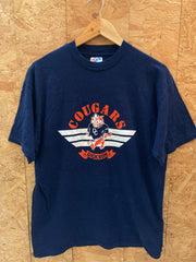 Vintage 90s Dickson Cougars navy blue single stitch t-shirt size large by Hanes