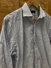 Vintage Y2K Ralph Lauren white blue pinstripe smart shirt size large 16.5"