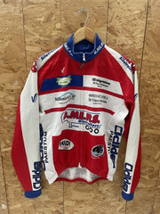 Vintage O.M.R.S. Cycling Race Event Jersey Jacket Red White Blue Size M