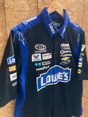 Vintage Y2K Jimmie Johnson Lowes Hendrick NASCAR team racing shirt size large