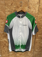 Twerenbold Cycling Jersey XL Green White Grey Short Sleeve Full Zip Bike Shirt