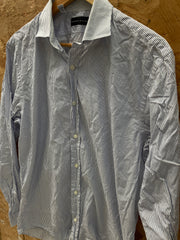 Vintage Y2K Ralph Lauren white blue pinstripe smart shirt size large 16.5"