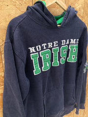 Vintage 90s Notre Dame Irish embroidered navy green hoodie size medium