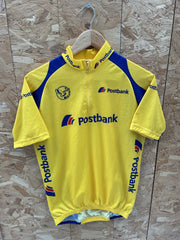 Postbank Cycling Jersey Yellow Blue Short Sleeve Zip Up Size 3
