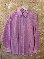 Vintage 80s red fine check cheesecloth mod soul punk cotton check shirt size 45 XL
