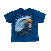 Vintage 90s American eagle and flag tie-dye blue t-shirt size XL by Delta