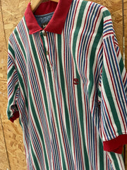 Vintage 90s Timberland Weathergear Striped Polo Shirt Mens XL Red Green Blue
