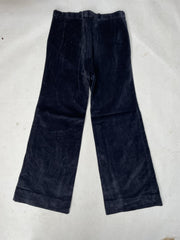 Vintage Gianni Marco Velour Flared Bell Bottom Pants Navy Blue 32x31 Retro