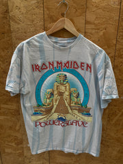 Iron Maiden Powerslave all over tie dye blue rock band t-shirt size large