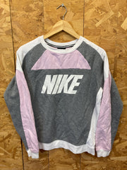 Vintage Y2K Nike grey white baby pink spell out crew neck sweater size medium