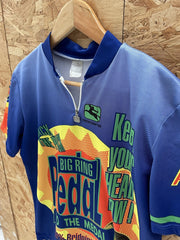 Vintage 90s Giordana Blue "Big Ring Pedal To The Medal" Cycling Jersey Size L