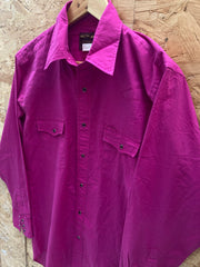 Vintage 90s magenta pink western cowboy long sleeve shirt size medium by Rustler