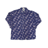 Vintage 70s blue white abstract pattern long sleeve shirt size XXL by Lotus