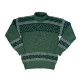 Vintage 90s Acrylic wool mix green nordic pattern roll neck jumper size 38 small