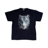 Vintage Y2K white tiger face animal print souvenir t-shirt size large by Delta