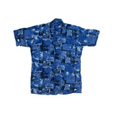 Vintage Gianni Ferozi Men's Blue Hawaiian Shirt Size M Summer Time Print