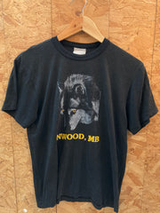 Vintage 70s Inwood Manitoba wolf print black single stitch t-shirt size small