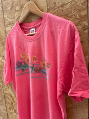 Vintage Anvil XL Pink Floral Dragonfly Graphic Cropped T-Shirt Retro