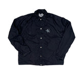 Calvin Klein Jeans Black Nylon Coach Jacket Size S Vintage Y2K Retro Logo
