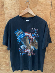 Vintage 90s Live to Ride, Ride to Live USA flag eagle biker t-shirt size XL