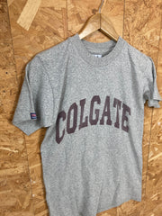 Vintage 80s USA souvenir Colgate college varsity high school print grey T-shirt size small