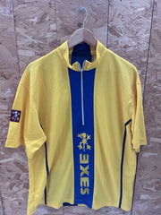 Vintage Exes Yellow Blue Short Sleeve Cycling MTB Jersey Top XL