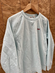 Vintage Y2K Levi's Crew Neck Sweatshirt Light Baby Blue M Raglan Pullover