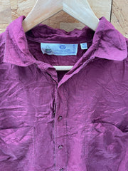 Vintage 90s burgundy maroon dark red/deep red pure silk long sleeve shirt oversized size medium over