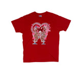 Vintage Hanes Single Stitch Red Graphic T-Shirt Size L "Sweet Date" Bears
