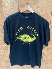 Vintage 90s Fish Obelix yellow black quirky souvenir fishing t-shirt size large