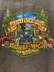 Vintage Y2K West Virginia 3D print nature scene ATV off road dark grey hoodie size XXL