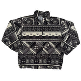 Vintage 90s grey white aztec nordic pattern crazy fleece quarter zip size medium