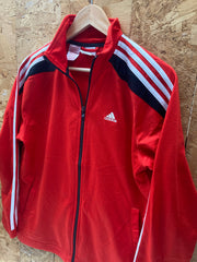 Vintage Adidas red black track zip top size youth XL