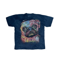 Vintage Y2K The Mountain Pug Dog Tie Dye T-Shirt Size XL Blue Graphic Tee