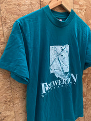 Vintage 90s Brewerton boatyard single stitch turquoise blue t-shirt size medium