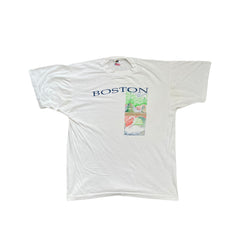Fruit of the Loom Boston Graphic T-Shirt White Size L Vintage 90s