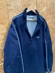 Vintage Y2K Reebok navy blue minimal shell track windbreaker qtr jacket size XXL