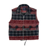 Vintage 90s Campagnolo chunky grey red winter pattern fleece vest gilet large