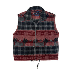 Vintage 90s Campagnolo chunky grey red winter pattern fleece vest gilet large