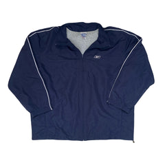 Vintage Y2K Reebok navy blue minimal shell track windbreaker qtr jacket size XXL