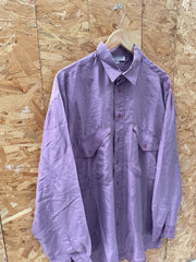 Vintage 90s muted mauve rose purple 100% silk long sleeve twin pocket button down shirt size 40 by H