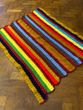 Handmade Crochet Blanket Throw - Multicolor Stripes - Vintage Retro Home Decor